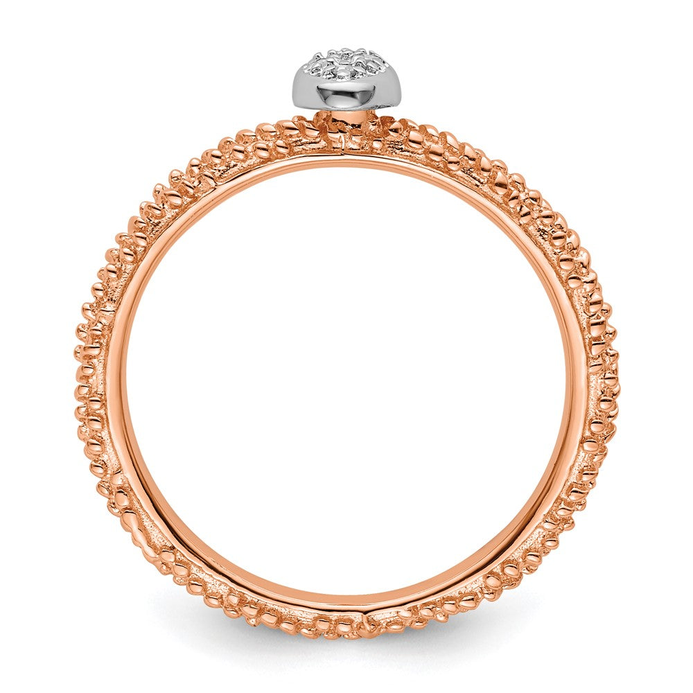 Sterling Silver Diamond Stackable Expressions Rose Gold Plated Ring