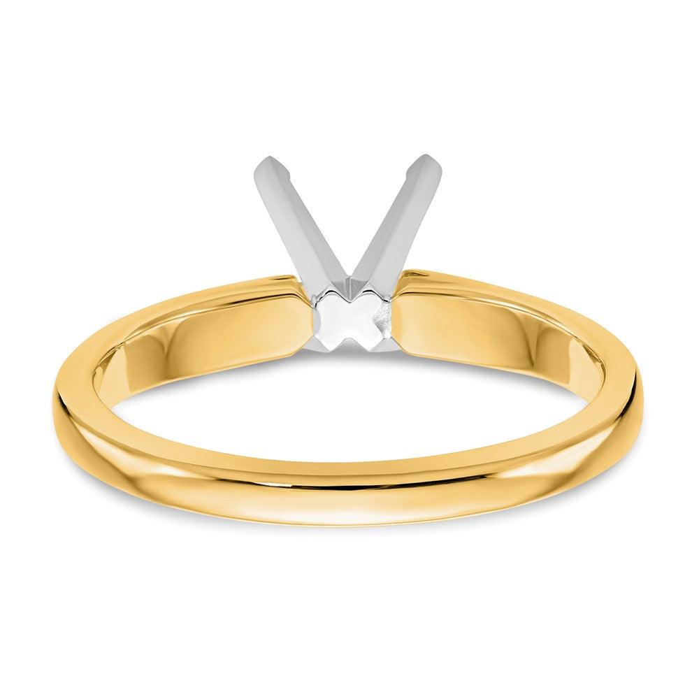 14k Two-Tone 1/3 carat Medium-Weight High Shoulder Airline Half-Round 4-Prong Round Solitaire Ring Mounting