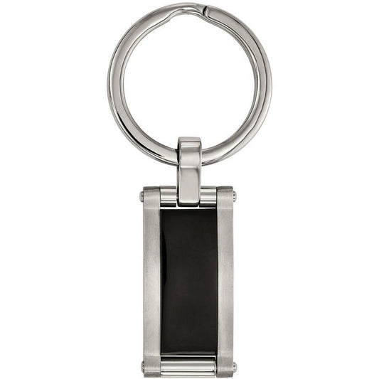 Stainless Steel Brushed and Polished Black Acrylic Key Chain