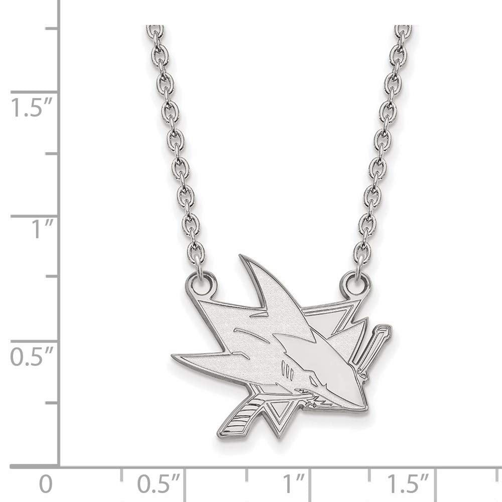 LogoArt NHL San Jose Sharks Sterling Silver Large Pendant with Necklace