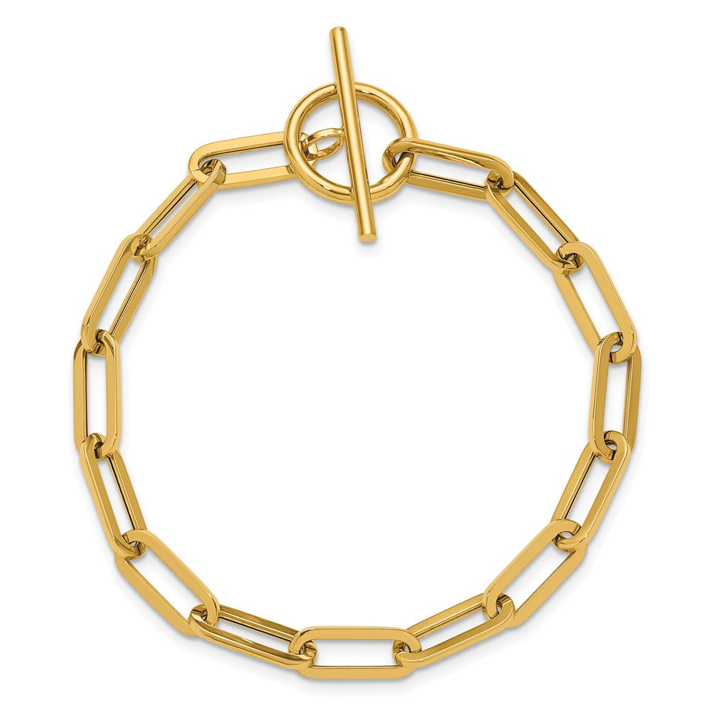 14K Polished Fancy Link Toggle Clasp Bracelet 7.5  inches