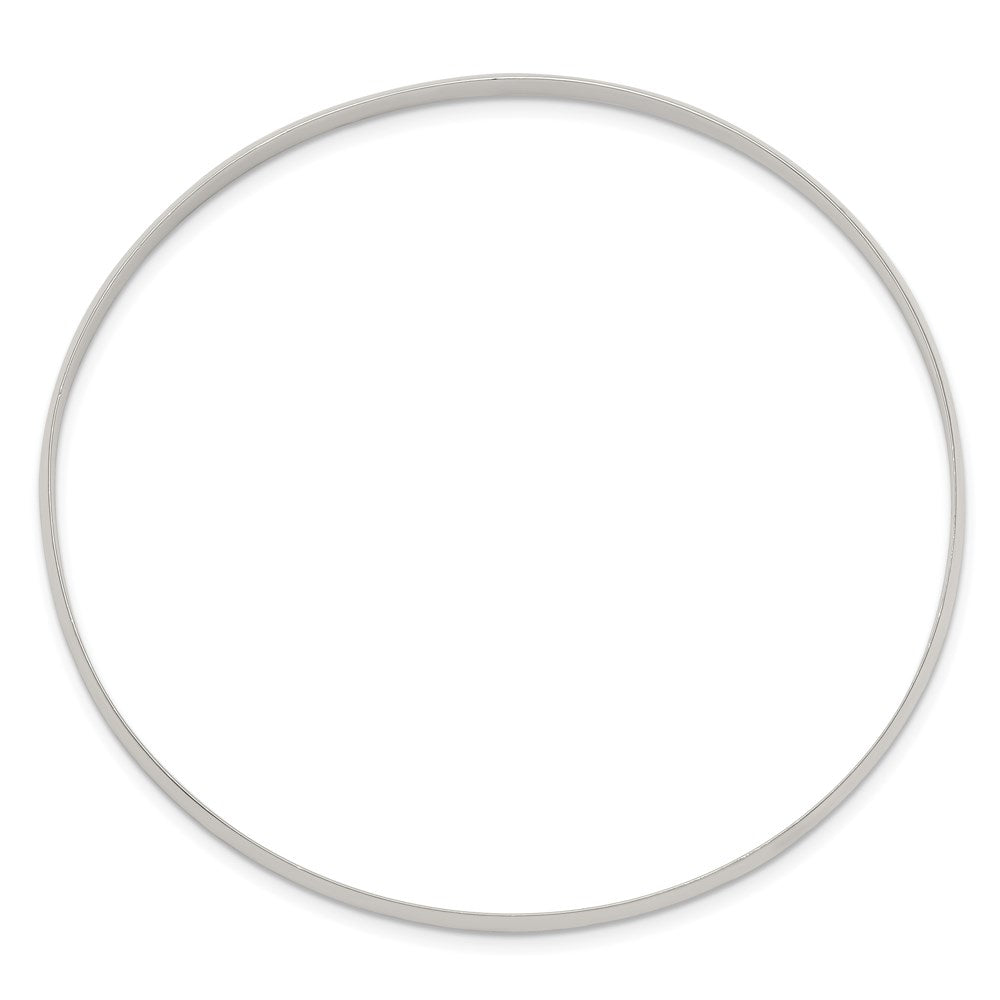 Sterling Silver 4.5mm Solid Polished Plain Slip-On Bangle Bracelet 7.5 inches