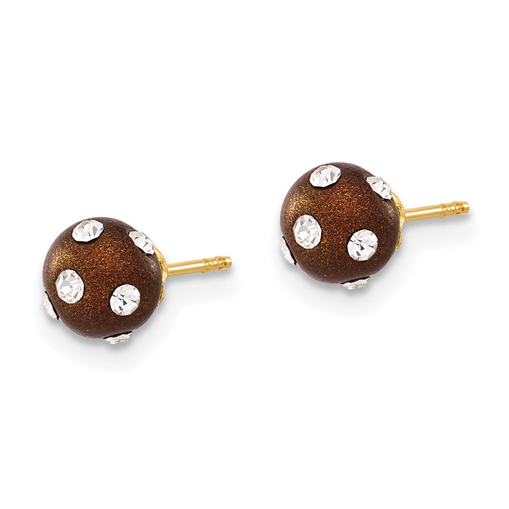 14ky Crystal Brown 6mm Post Earrings