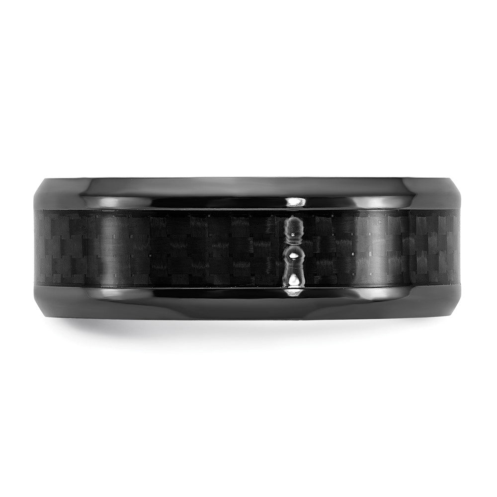 Black Zirconium Polished w/Black Carbon Fiber Inlay 8mm Band Size - 8