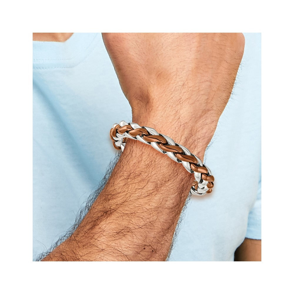 Stainless Steel Polished Brown IP-plated 8.25in Bracelet 8.25 inches