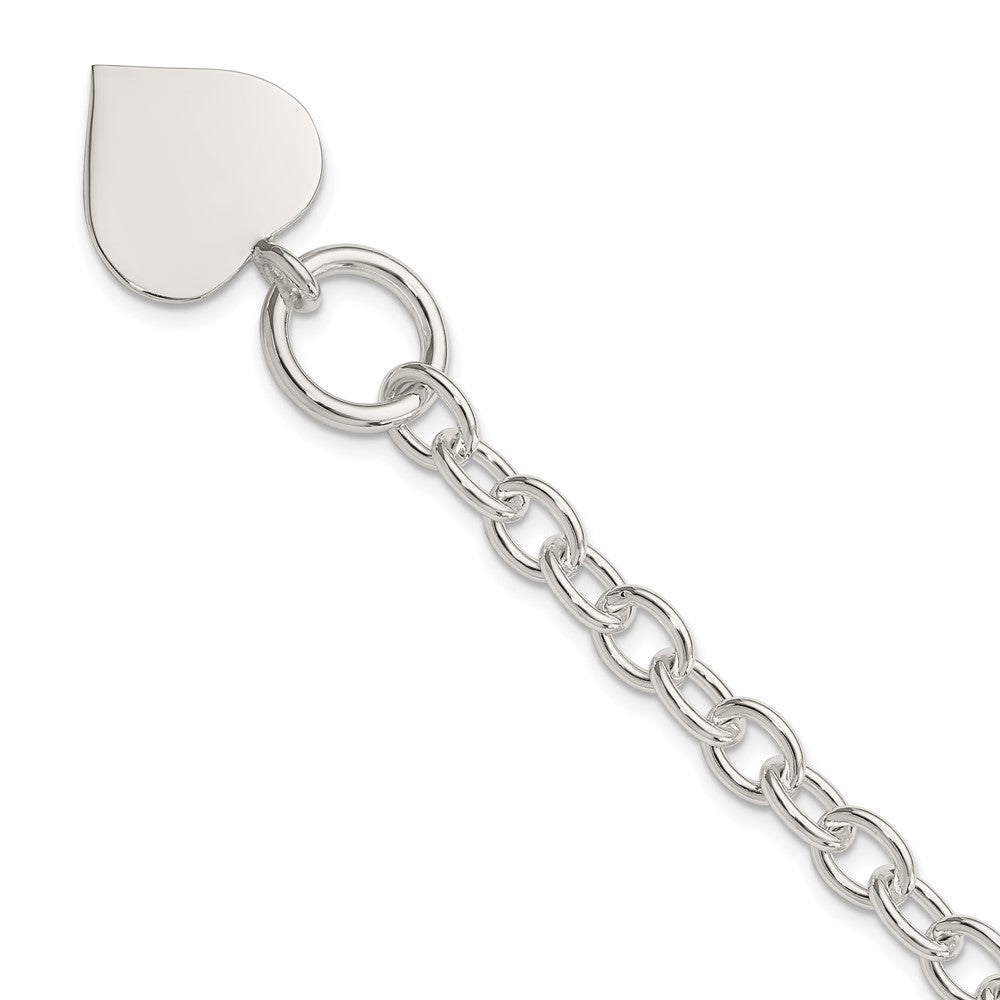 Sterling Silver Engraveable Heart Bracelet 7.5 inches