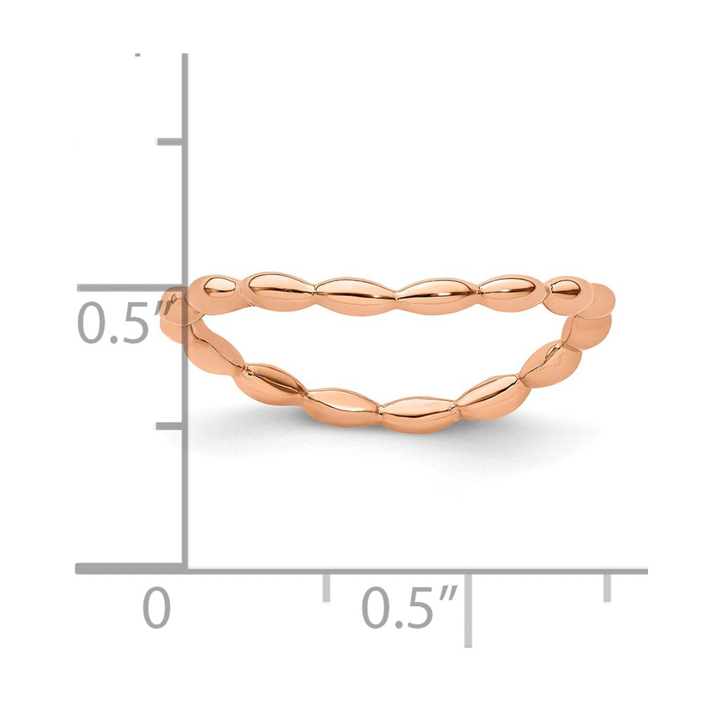 Sterling Silver Stackable Expressions Polished Pink-plate Wave Ring Size -7