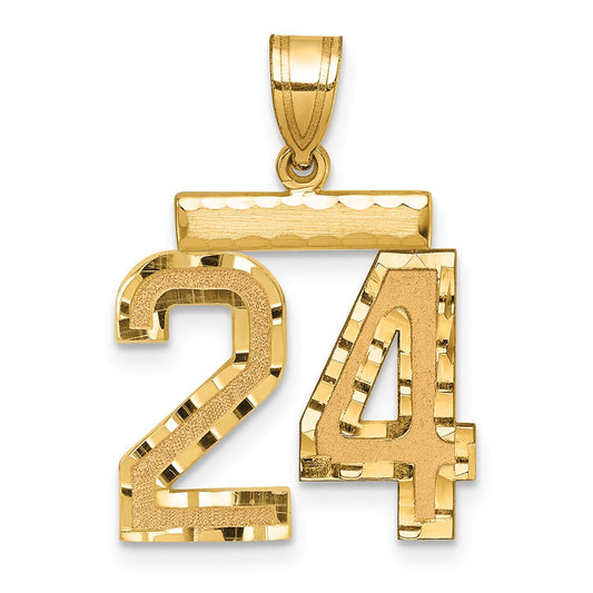 14k Medium Diamond-cut Number 24 Charm