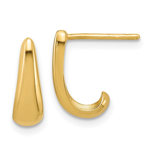 14K Polished J-Hoop Post Earrings