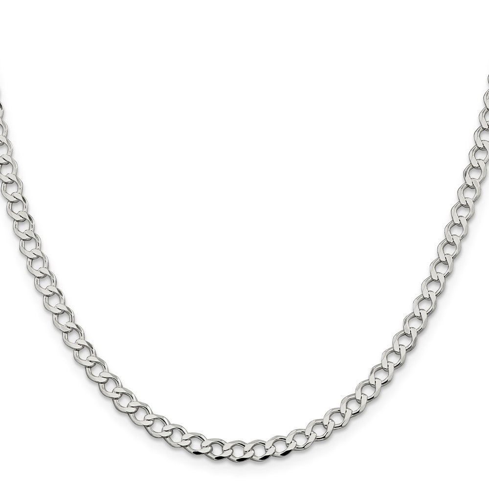 Sterling Silver 4.5mm Semi-solid Flat Curb Chain 20 Inches