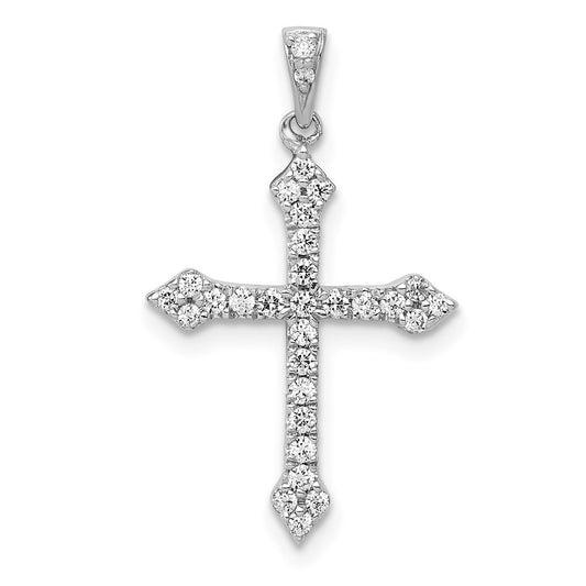 14k White Gold 1/5 carat Lab Grown Diamond VS/SI+ G+ Cross Pendant