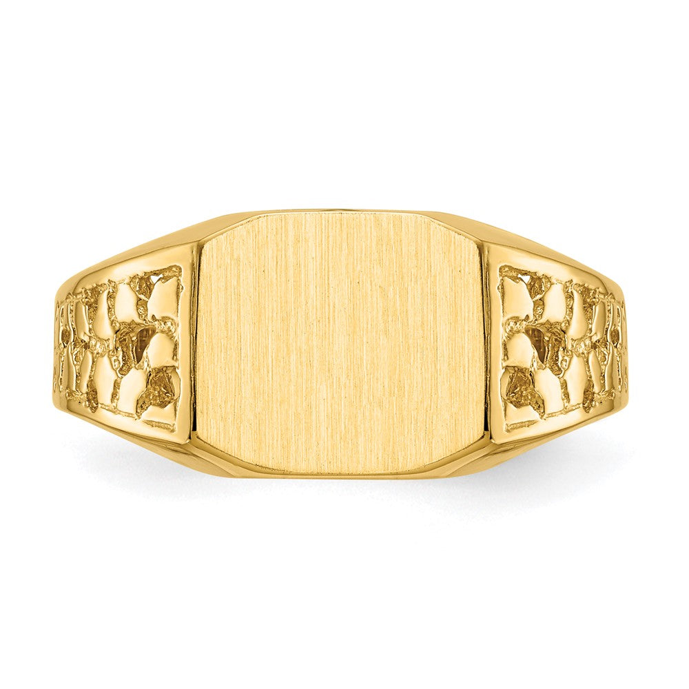 14k 9.0x10.5mm Open Back Men's Signet Ring Size 9