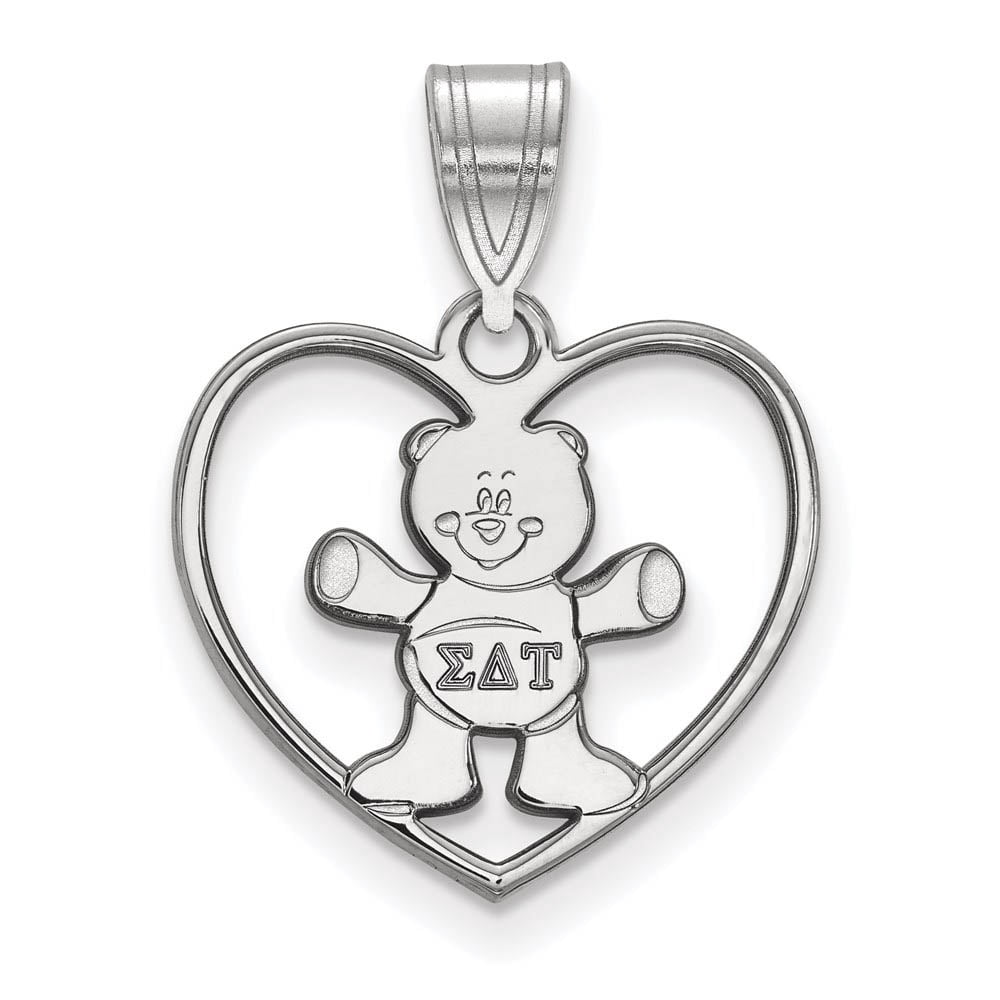 Sterling Silver Official Licensed Greek Sororities Sigma Delta Tau Heart Pendant
