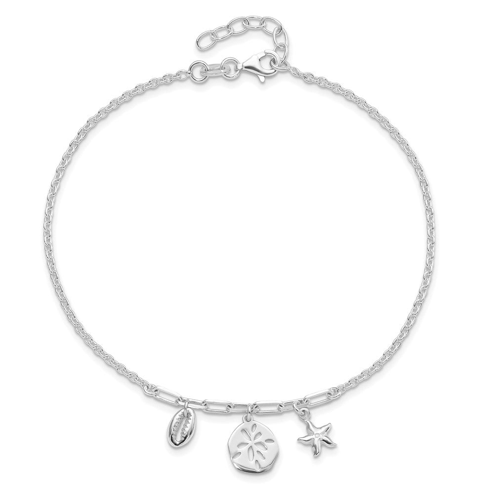 Sterling Silver Shells 9in Plus 1 in Ext. Anklet 9 inches