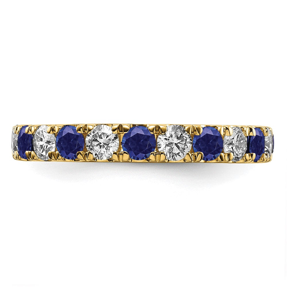 14k 1 carat Lab Grown Diamond VS/SI+ G+ and Lab Created Blue Sapphire Size 4 Eternity Band