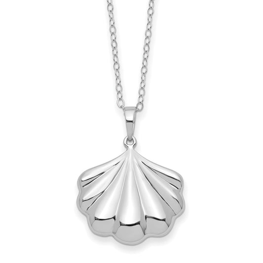 Sentimental Expressions Sterling Silver Rhodium-plated Shell Ash Holder 18 Inch Necklace 18 Inches