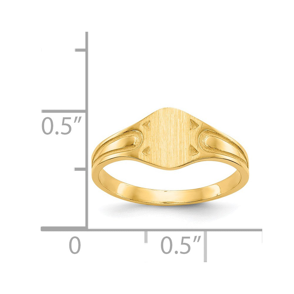 14k 6.5x4.0mm Closed Back Children's Signet Ring size 4.5