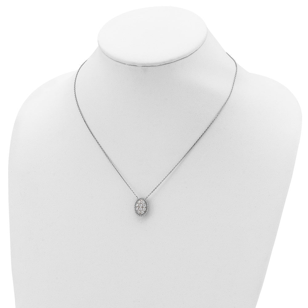 Sterling Shimmer Sterling Silver Rhodium-plated 18 inch 10 Stone Oval CZ Necklace 18 Inches