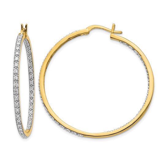 14k 7/8 carat Lab Grown Diamond VS/SI+ G+ Complete In and Out Hoop Earrings