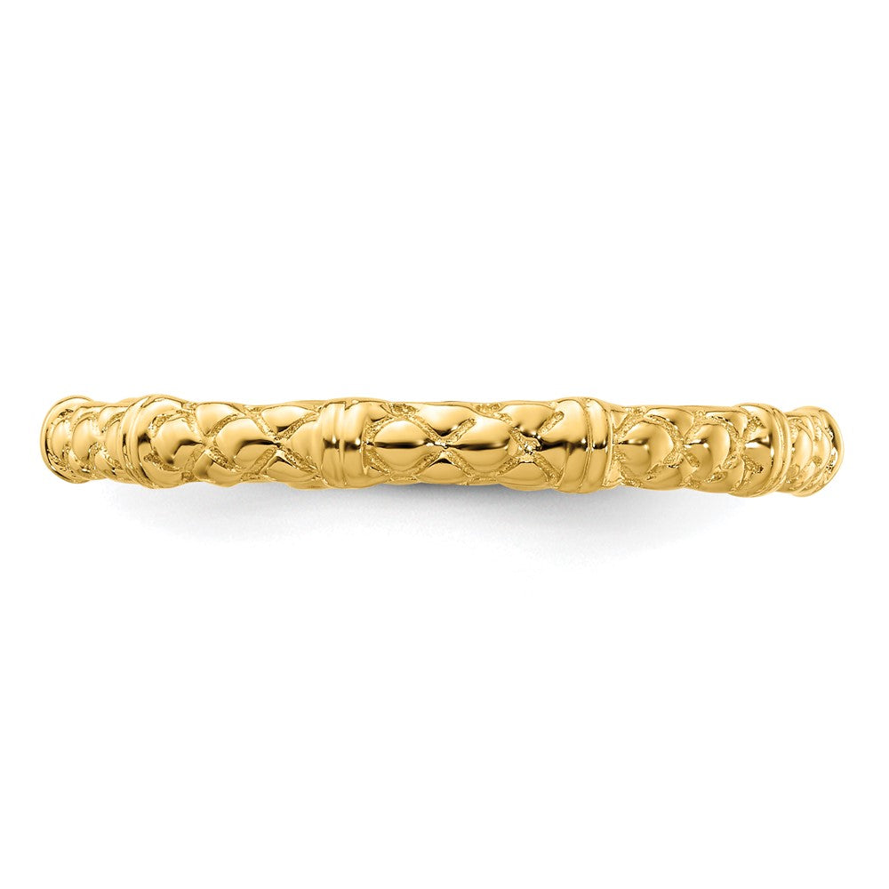 Sterling Silver Stackable Expressions Gold-plated Cable Ring Size -7