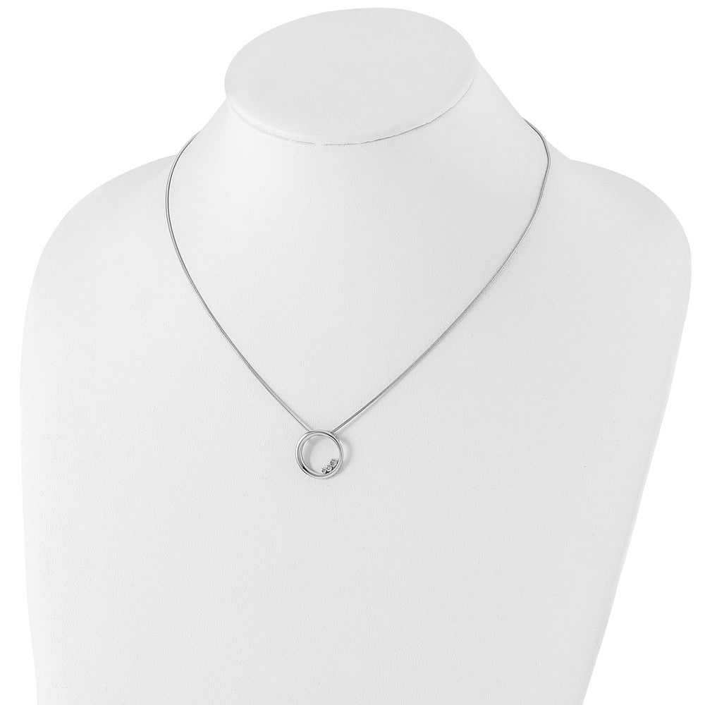 White Ice Sterling Silver Rhodium-plated 18 Inch Diamond Open Circle Necklace with 2 Inch Extender 18 Inches