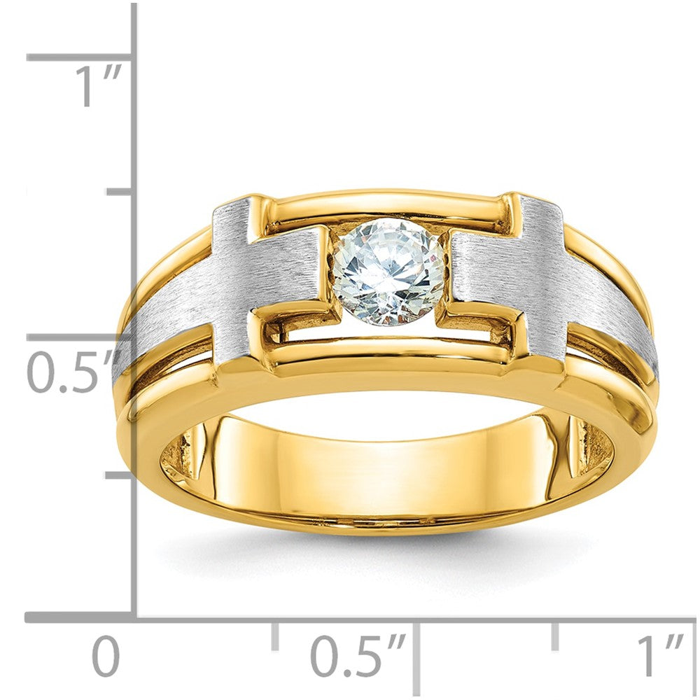 IBGoodman 14k Two-tone Men's Polished Satin and Cut-Out Cross Ring Mounting