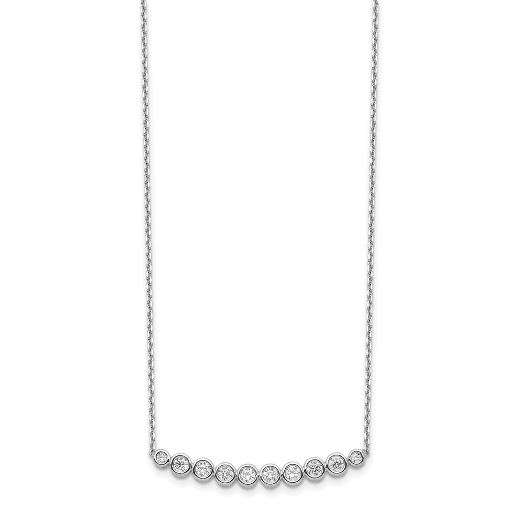 Sterling Shimmer Sterling Silver Rhodium-plated 16 inch 10 Stone CZ Bar Necklace with 2 inch extender 16 Inches