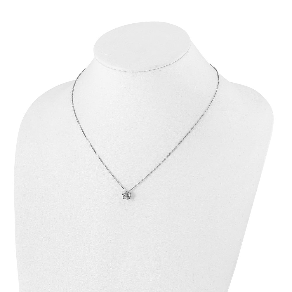 True Origin 14k White Gold 1/4 carat Lab Grown Diamond VS DEF 18 inch Floral Pendant Necklace