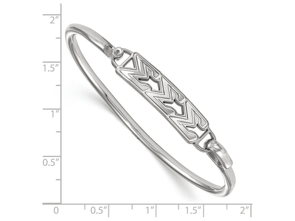 Sterling Silver Official Licensed Greek Sororities 7in Sigma Sigma Sigma (???) Small Hook and Clasp Bangle