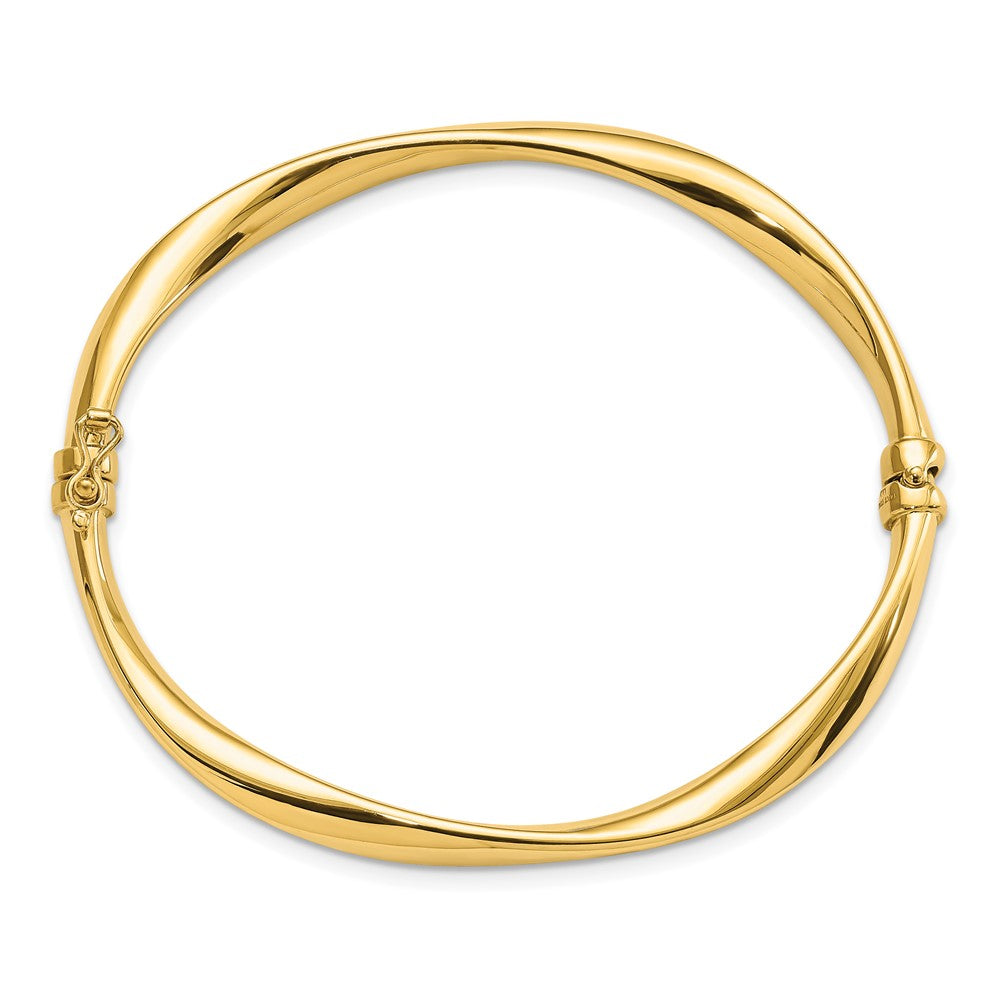 14K Polished Twisted Hinged Bangle