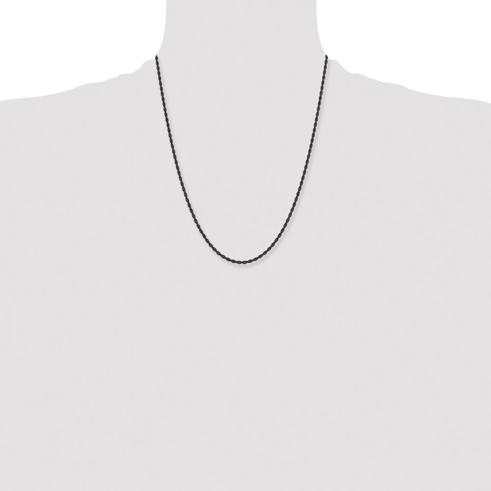 Stainless Steel Polished Black IP-plated 2.4mm 22 inch Rope Chain