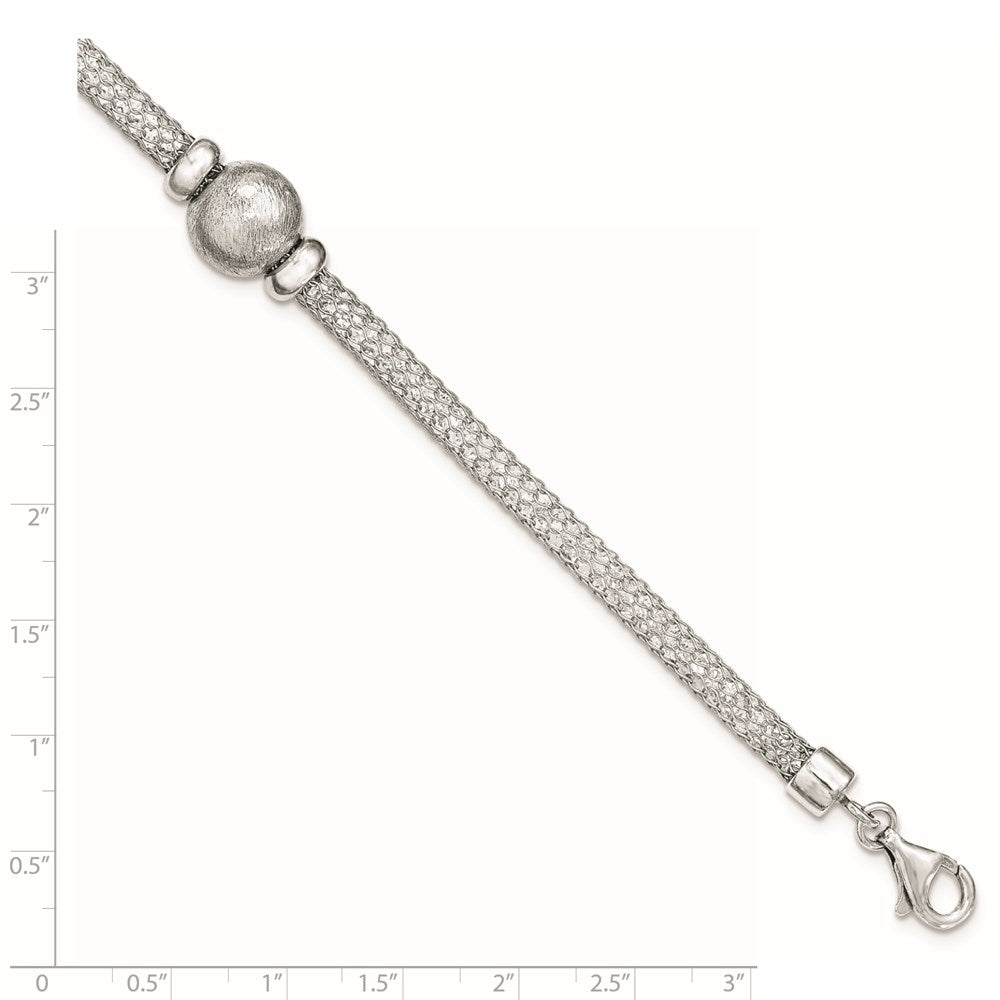 Sterling Silver Polished Crystal Bracelet