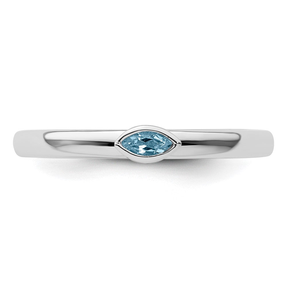 Sterling Silver Stackable Expressions Aquamarine Ring Size -7