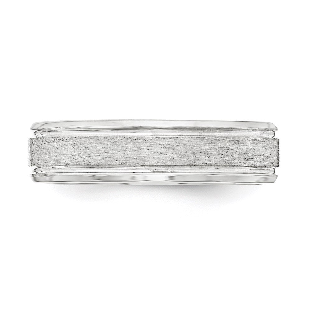 Sterling Silver 6mm Brushed Flat Grooved Beveled Edge Fancy Band Size 10.5