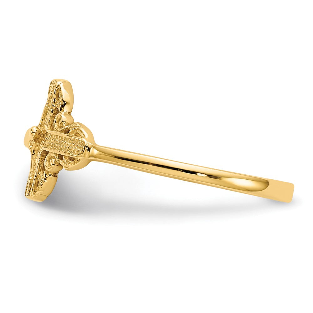 14k Diamond-Cut Crucifix Ring Size 6