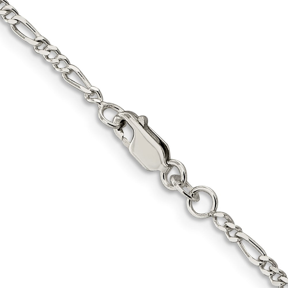 Sterling Silver Rhodium-plated 2.25mm Figaro Chain 28 Inches