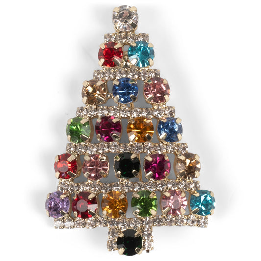 Roman Crystal Christmas Tree Pin
