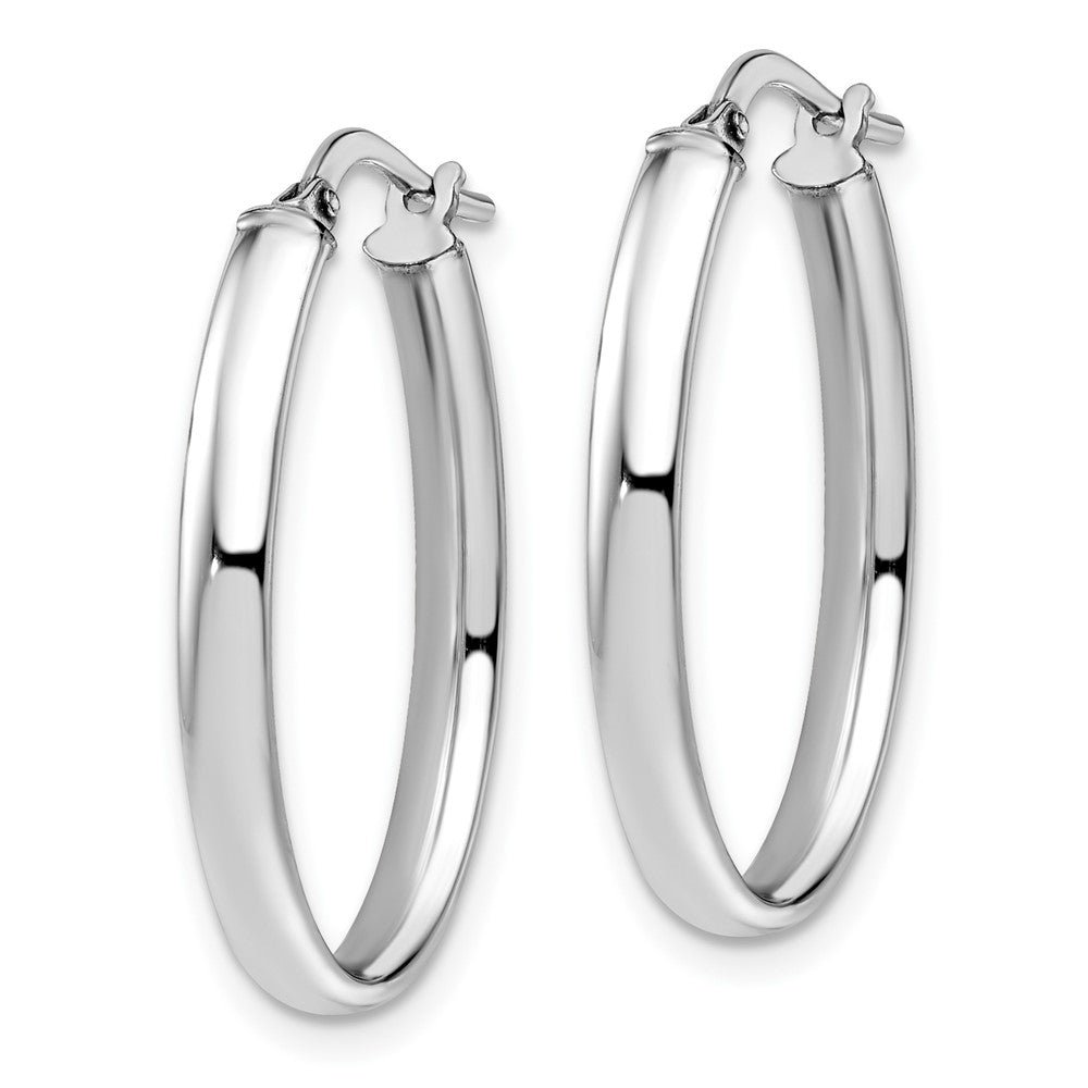 10K White Gold Polished Oval Hoop Earrings
