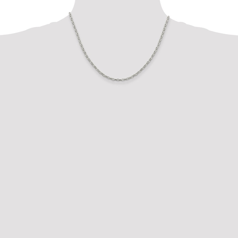 Sterling Silver 3mm Fancy Patterned Rolo Chain 18 Inches