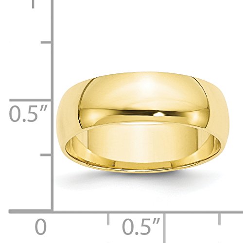 10k Yellow Gold 6mm Lightweight Half Round Wedding Band Size 8