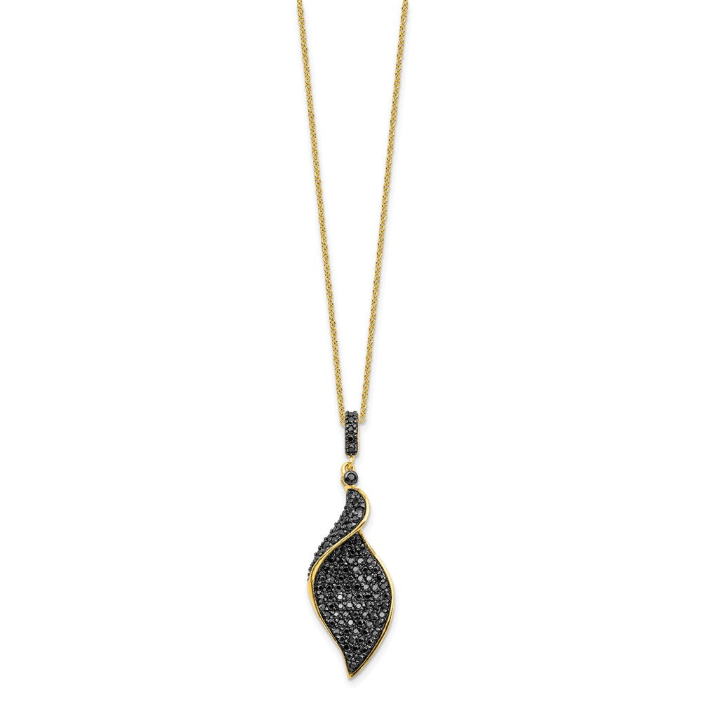 Cheryl M Sterling Silver Hematite and Rhodium-plated Polished Fancy Black CZ 18 Inch Necklace