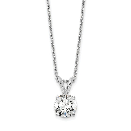 14k White Gold 3/4 carat Lab Grown Diamond VS/SI+ G+ Round Complete Four Prong 18 inch Solitaire Pendant Necklace