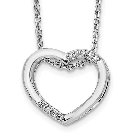 White Ice Sterling Silver Rhodium-plated 18 Inch Diamond Open Heart Necklace with 2 Inch Extender 18 Inches