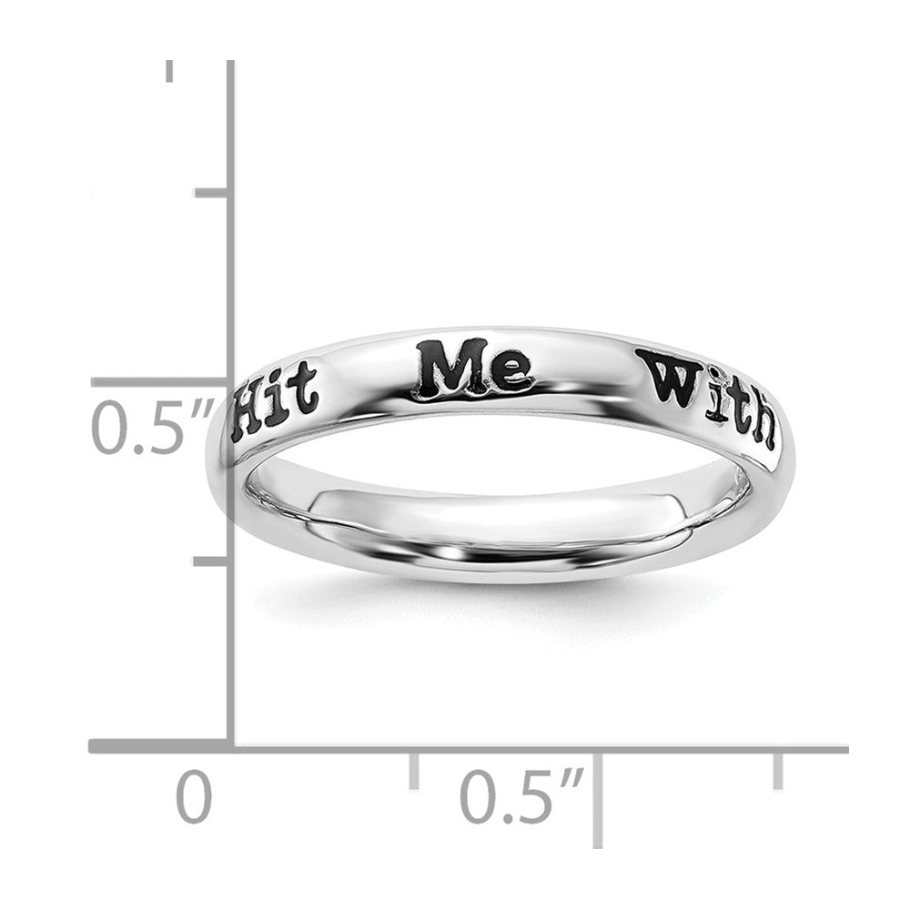 Sterling Silver Stackable Expressions Enameled Lyric Hit Me with Your Best Shot Ring