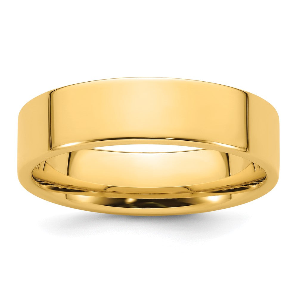 14k Yellow Gold 6mm Standard Weight Flat Comfort Fit Wedding Band Size 7
