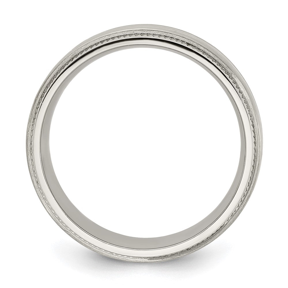 Titanium Brushed and Polished Textured Edge 7mm Band Size - 13