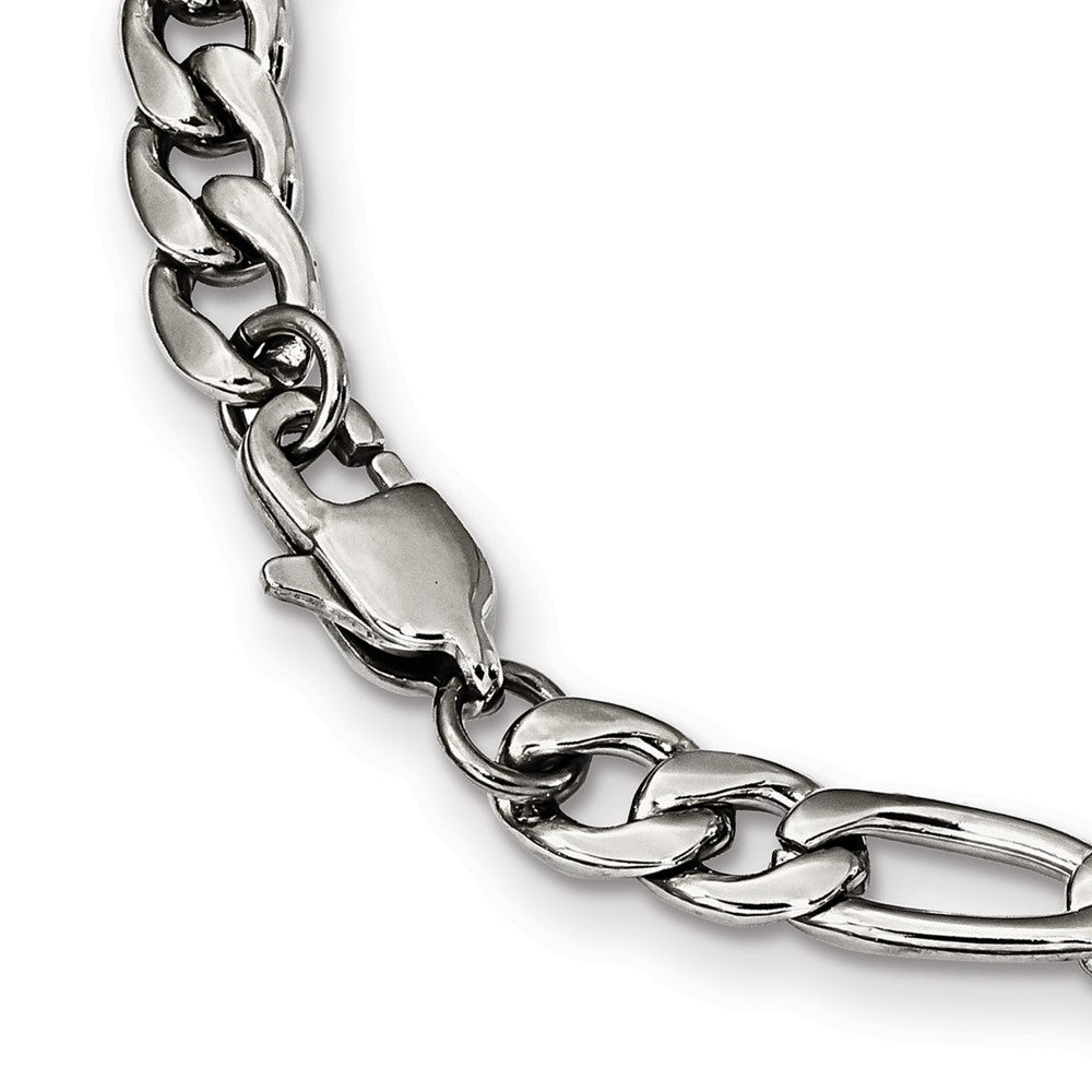 Stainless Steel Polished Figaro 24 Inch Chain Neck