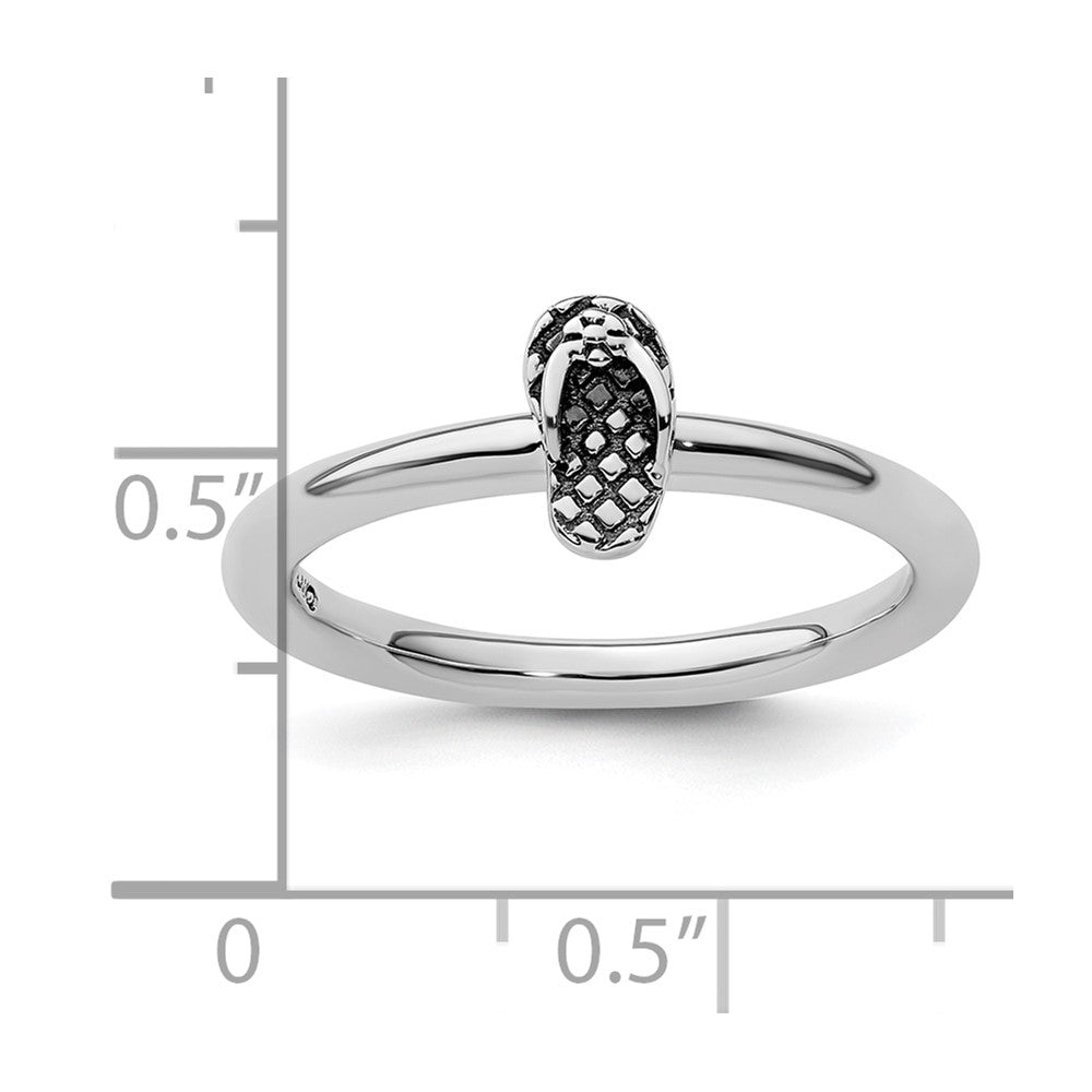 Sterling Silver Stackable Expressions Antiqued Flip Flop Ring