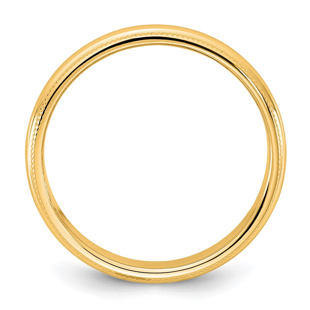 14KY 3.5mm Milgrain Half Round Band Size 7