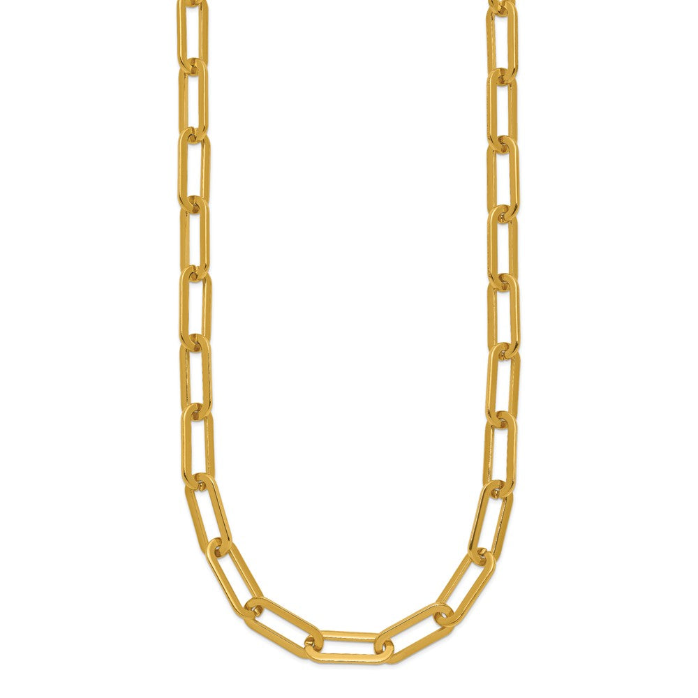 Stainless Steel Polished Yellow IP Open Link Paperclip 24in Chain Necklace